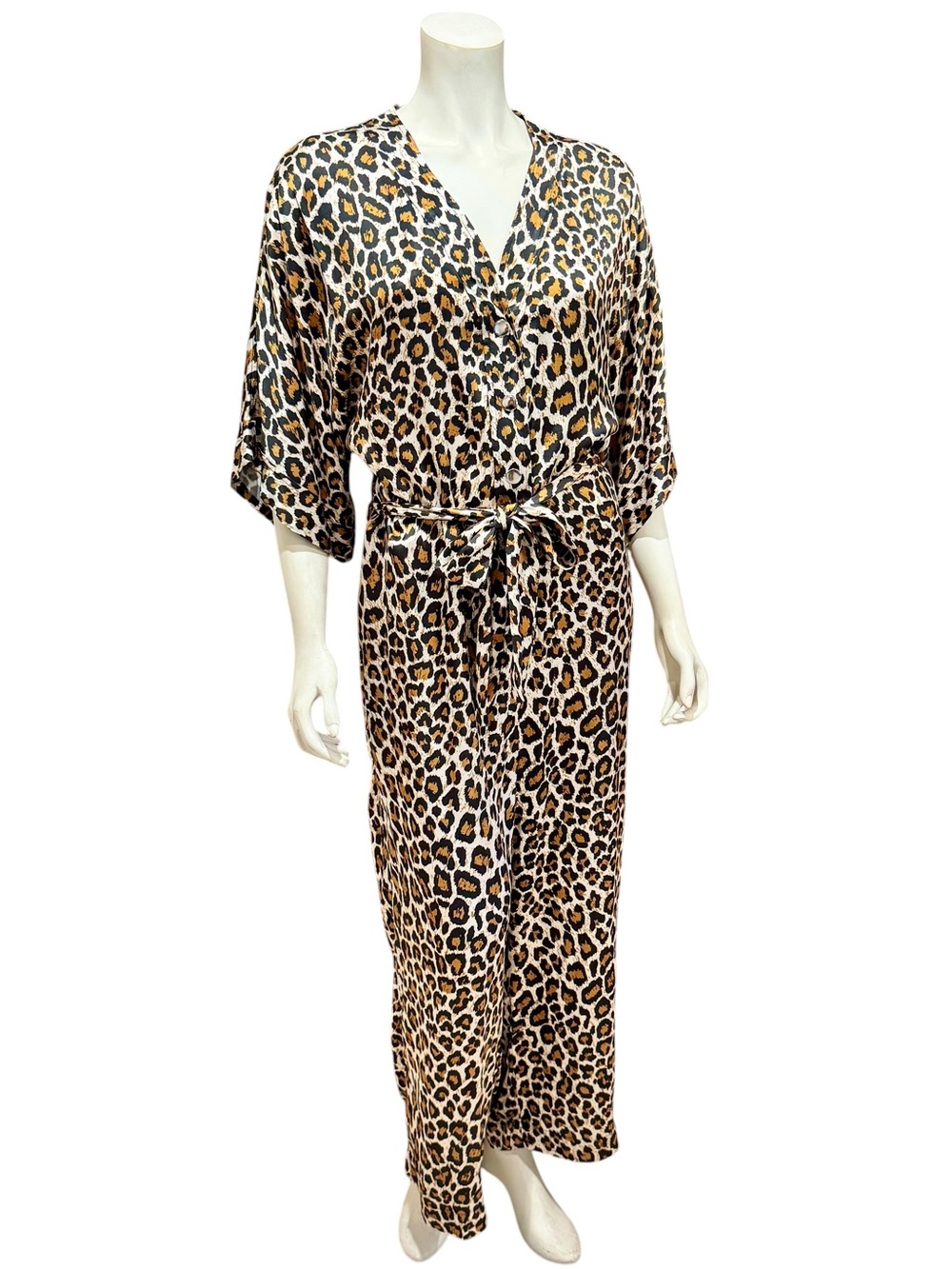NEW Overlover Cecilia Leopard Print Satin Jumpsuit